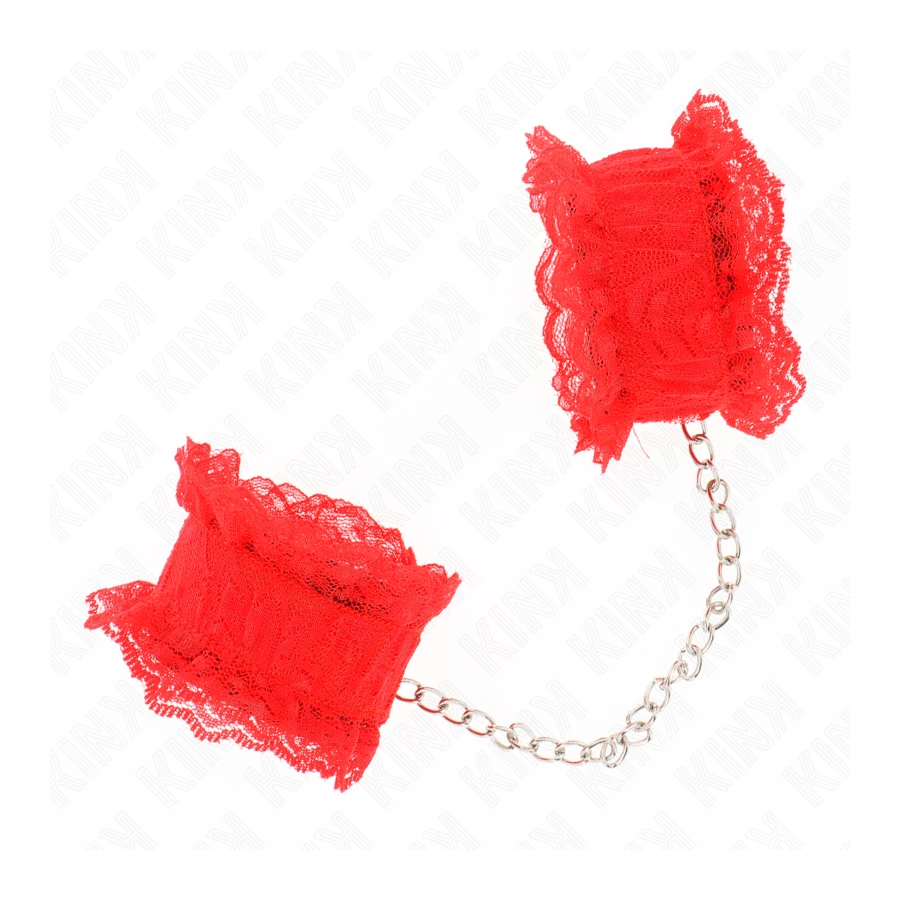 KINK - ATTENTES-POIGNETS ÉLASTIQUES EN DENTELLE ROUGE